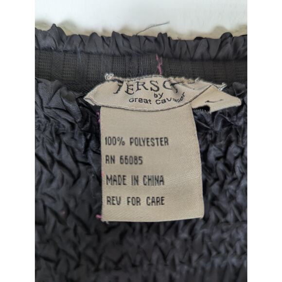 Black Satin Skirt Witchy Diagonal tiers crinkled and tucks Sz L W 30-36"Leng 30" - Picture 6 of 9